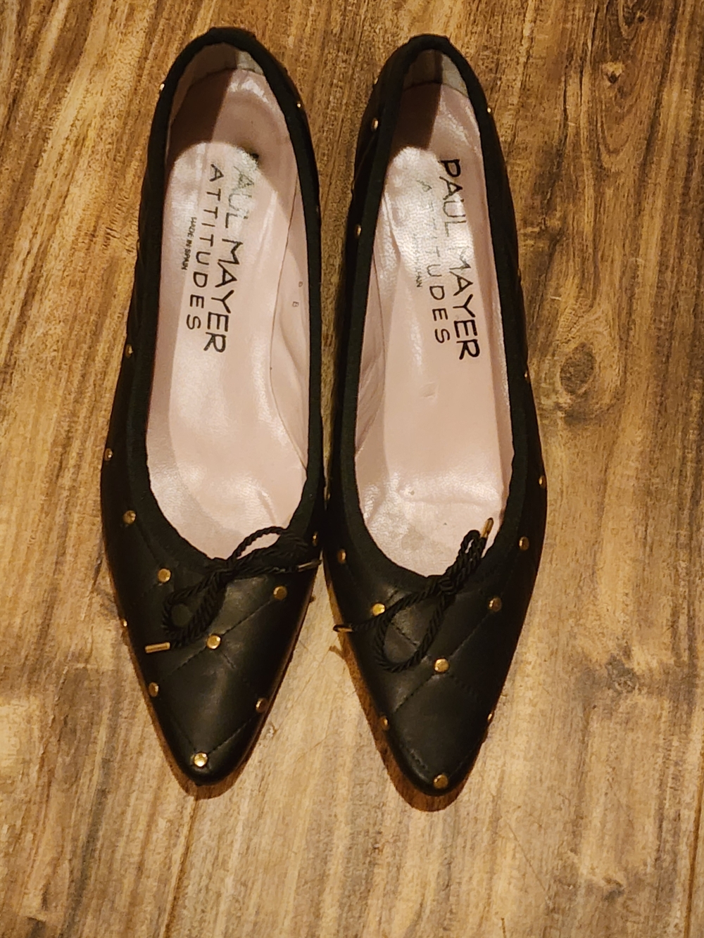 Paul Mayer Attitudes Black Studded Quilted Pointed Heels